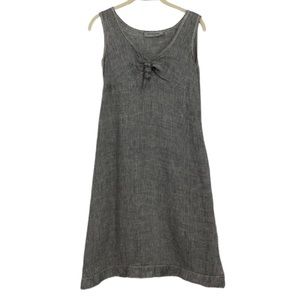 SPORTMAX grey Sleevless knot front pure linen above knee dress A line